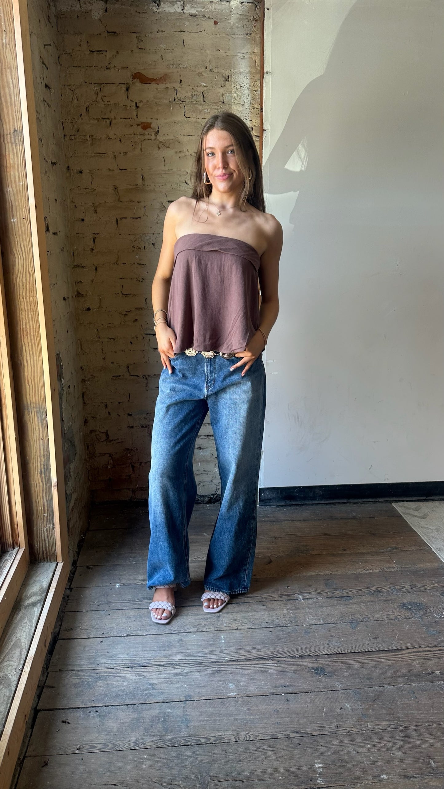 Dylan Linen Top - Brown