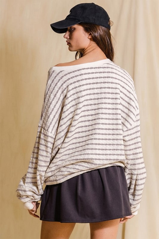 Georgia Textured Striped Sweatshirt