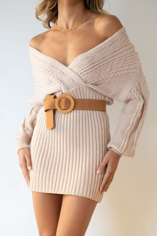 Clementine Knitted Off Shoulder Sweater Dress