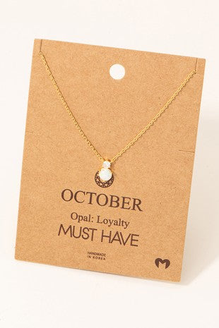 October Opal Gem Pendant Necklace