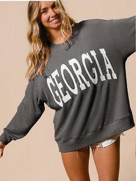 GA Ribbed Sweatshirt - Charcoal