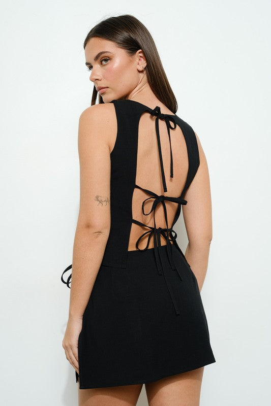 Meadows Linen Top - Black