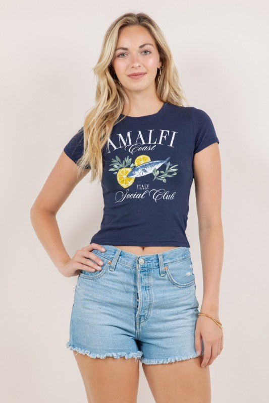 Amalfi Coast Vintage Tee - Navy