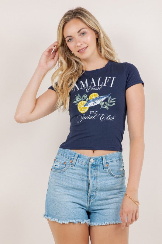 Amalfi Coast Vintage Tee - Navy
