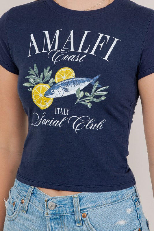 Amalfi Coast Vintage Tee - Navy