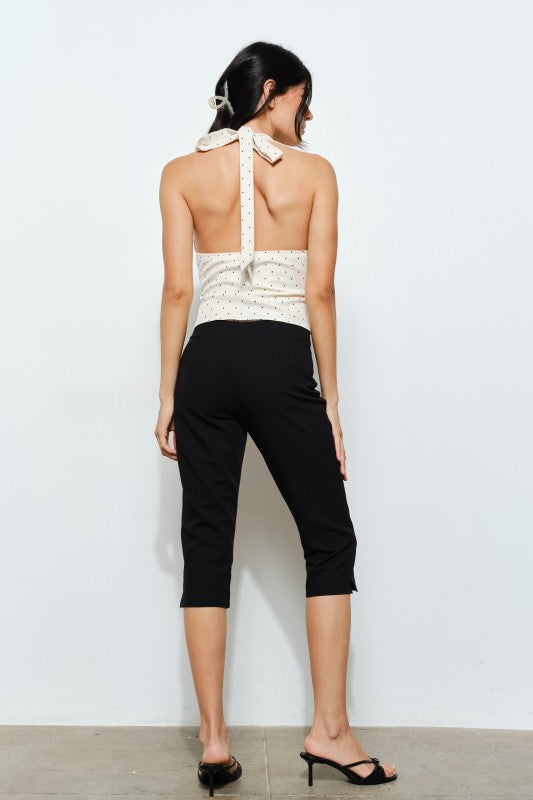 Paloma Polka Dot Halter Top - Black