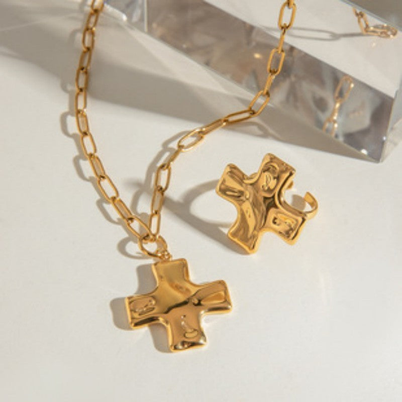 Hammered Cross Necklace