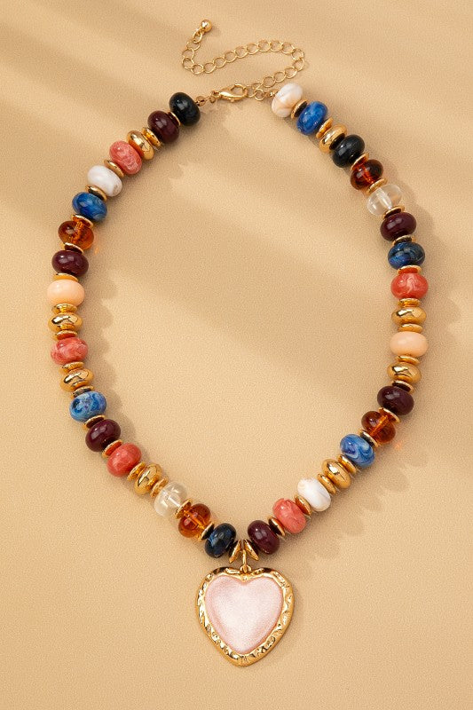 Boulder Beaded Charm Necklace