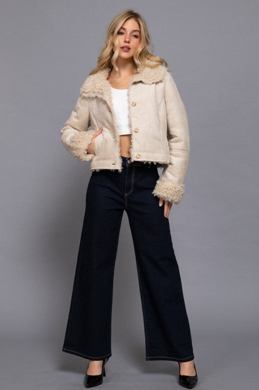 Lorena Suede Sherpa Lined Jacket