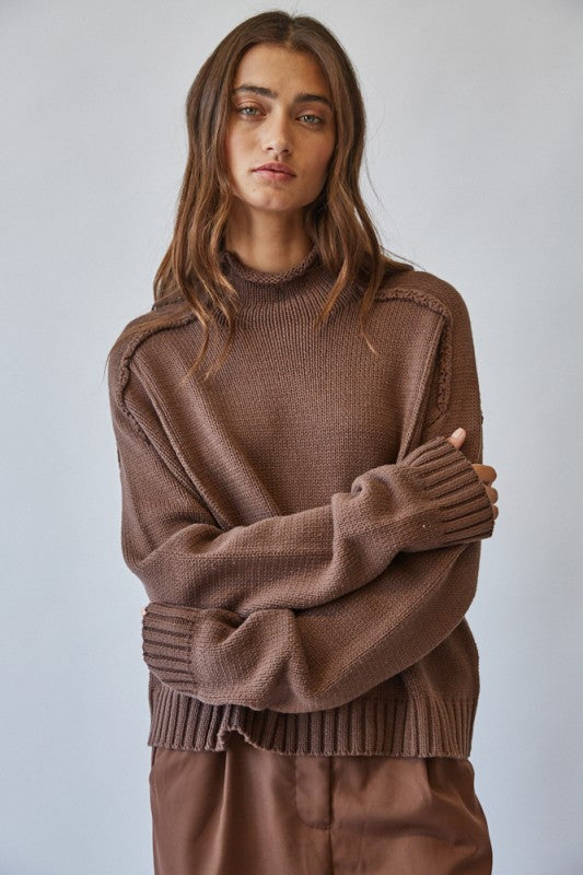 Whistler Roll Neck Sweater- Chocolate