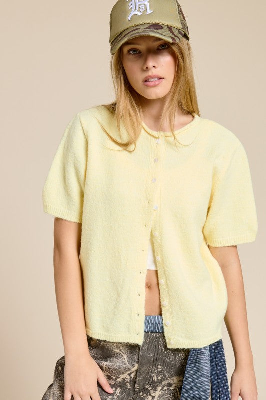 Siena Short Sleeve Cardigan - Butter