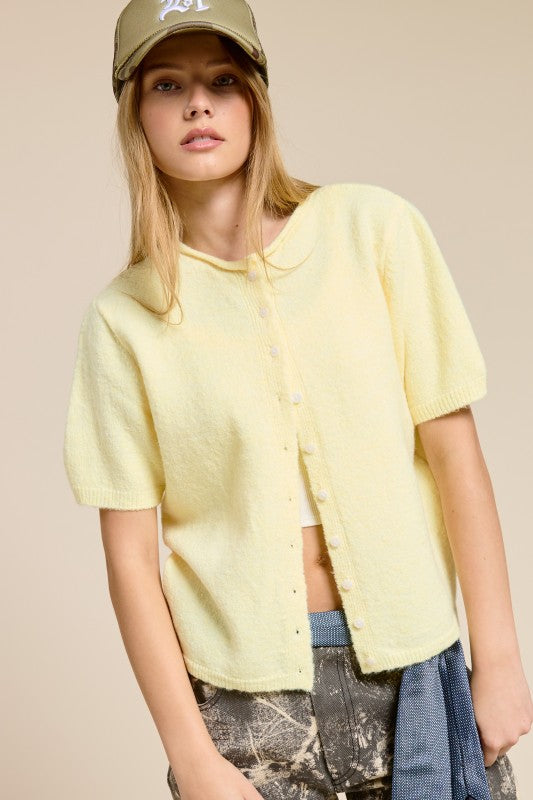 Siena Short Sleeve Cardigan - Butter