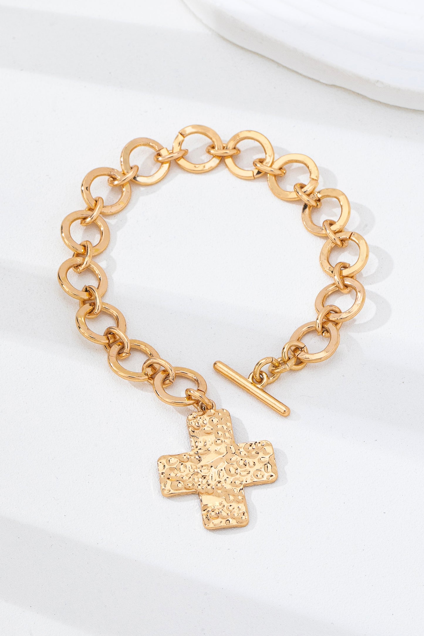 Hammered Cross Bracelet