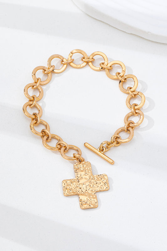 Hammered Cross Bracelet