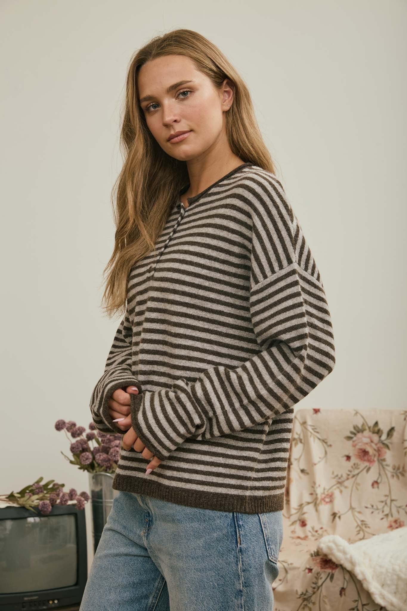 Kerrigan Henley Striped Top