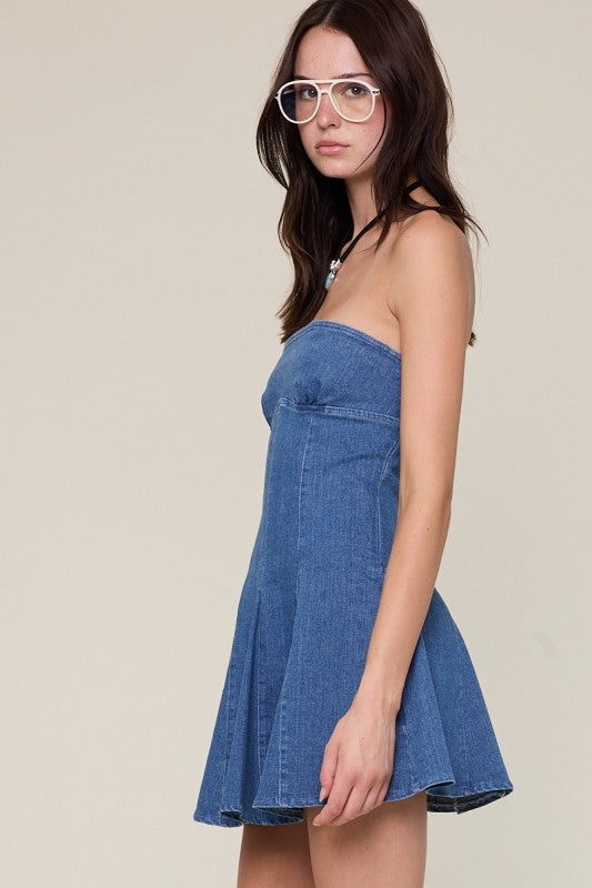 Paulie Strapless Denim Dress - Mid Wash