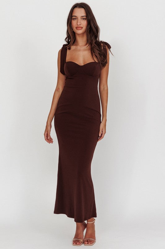 Sabrina Shoulder Tie Maxi Dress