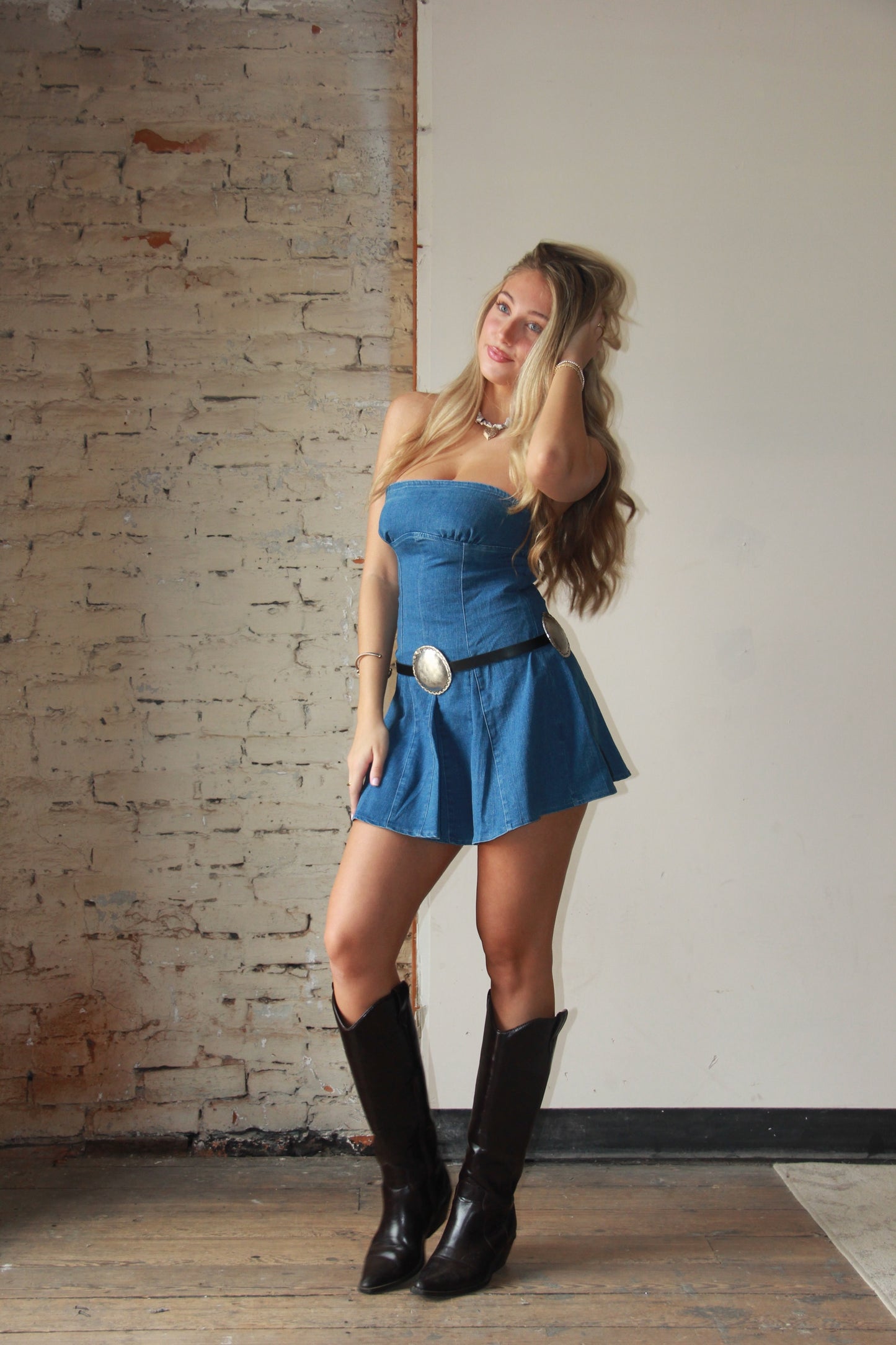 Paulie Strapless Denim Dress - Mid Wash