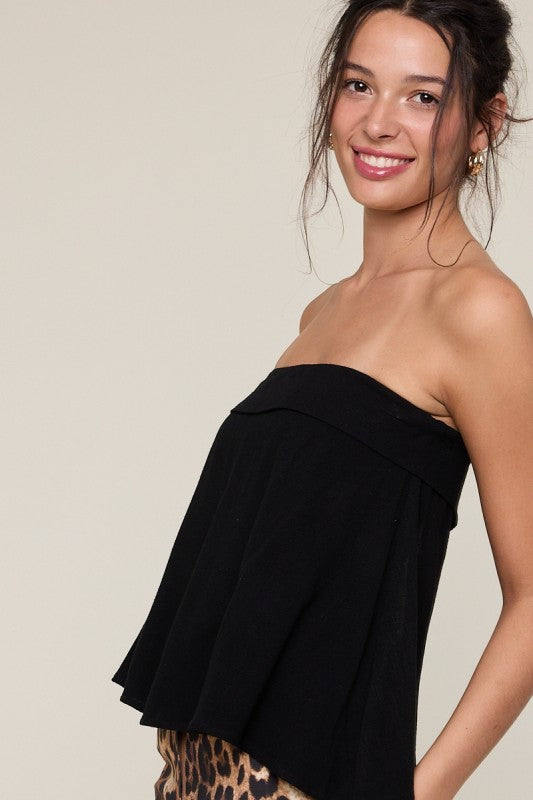 Dylan Linen Top - Black