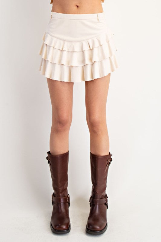 Solene Suede Tiered Skirt