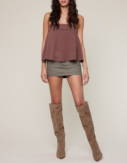 Dylan Linen Top - Brown