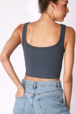 Dream On Ribbed Top - Blue