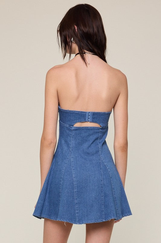 Paulie Strapless Denim Dress - Mid Wash