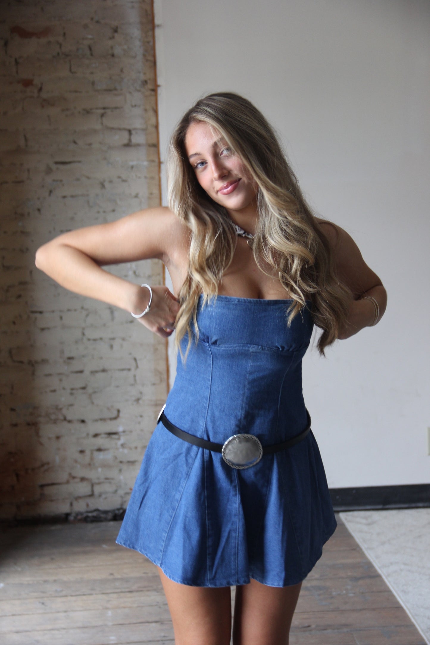 Paulie Strapless Denim Dress - Mid Wash