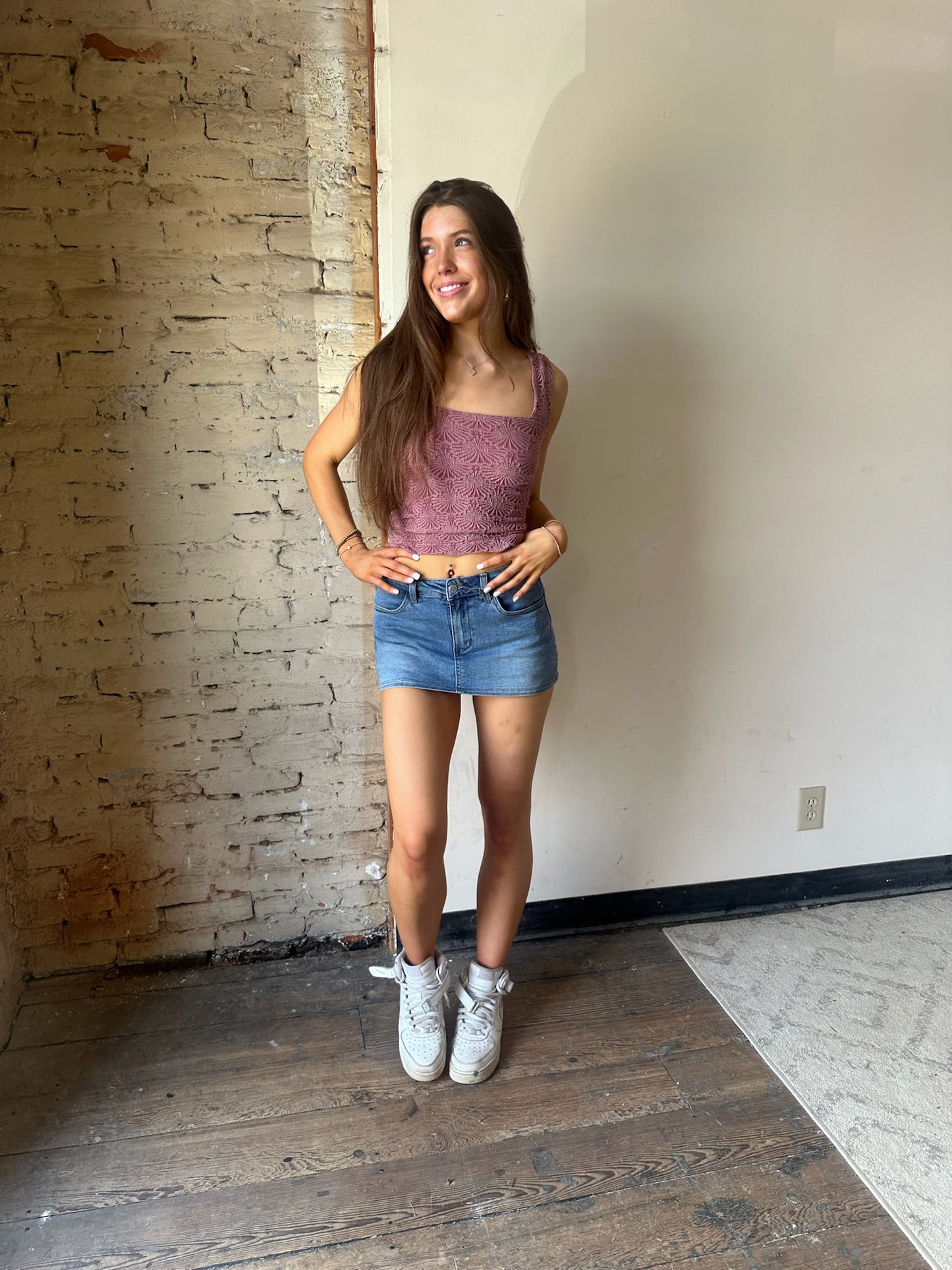 Teagan Mini Denim Skirt - Mid Wash