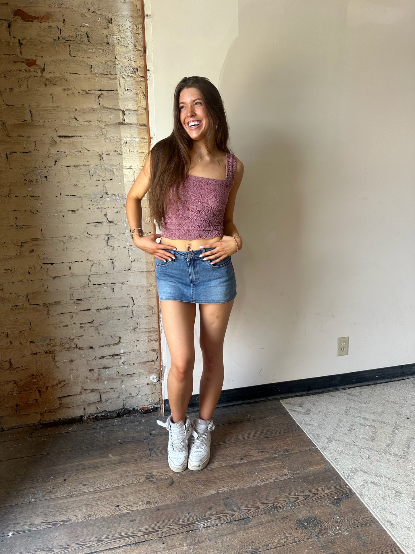 Teagan Mini Denim Skirt - Mid Wash