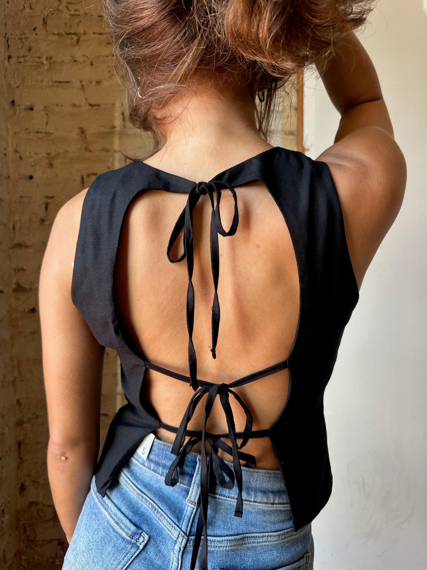 Meadows Linen Top - Black