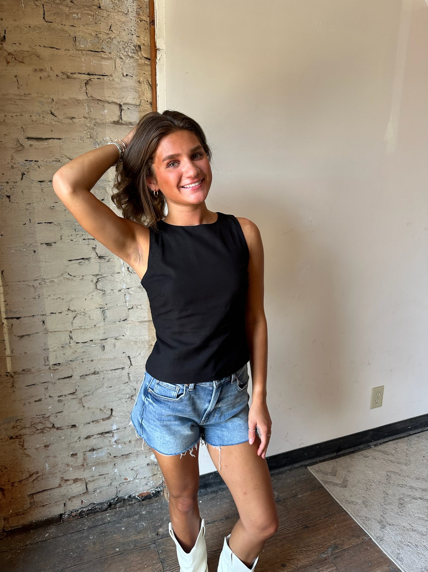 Meadows Linen Top - Black
