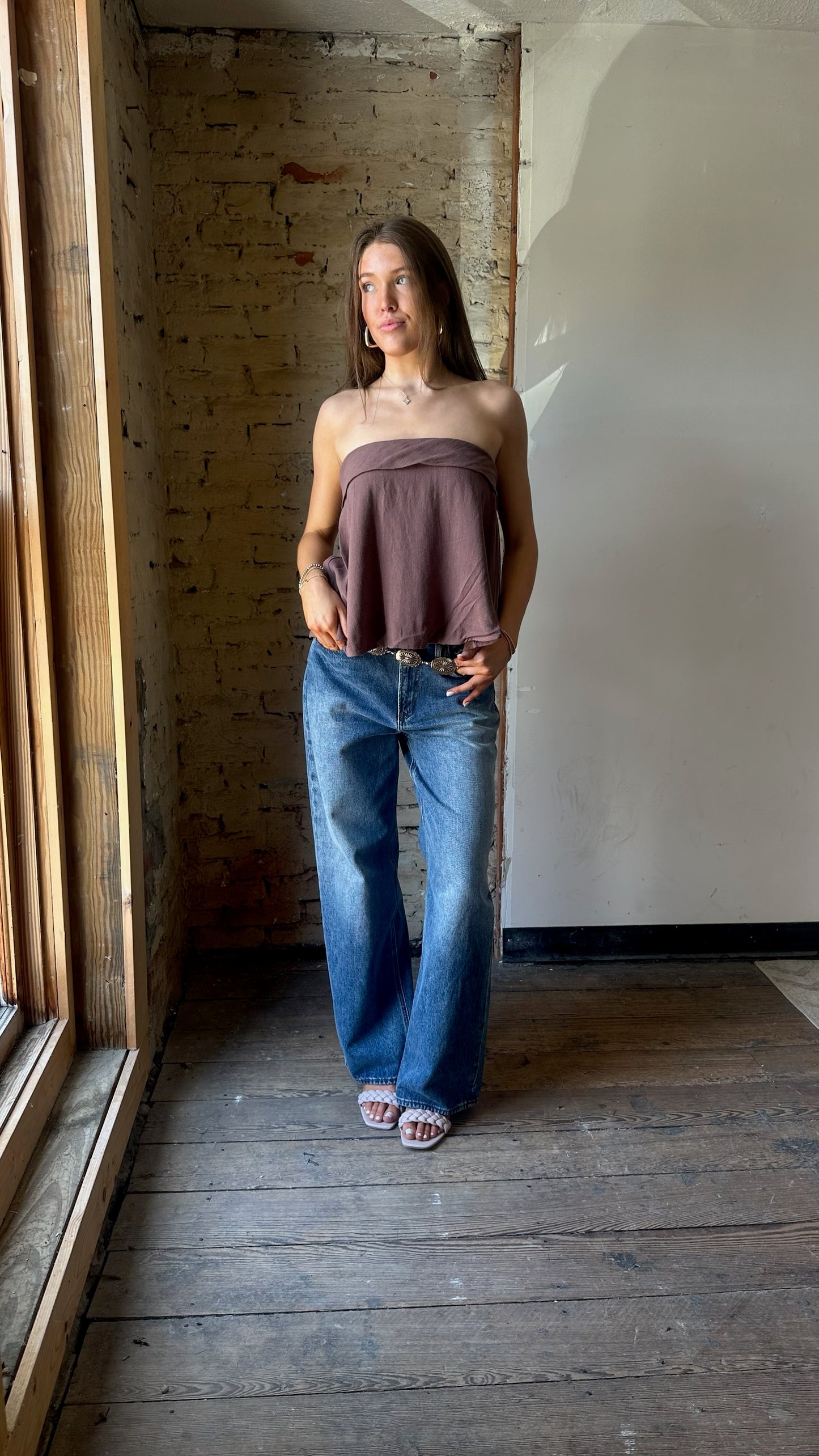 Dylan Linen Top - Brown
