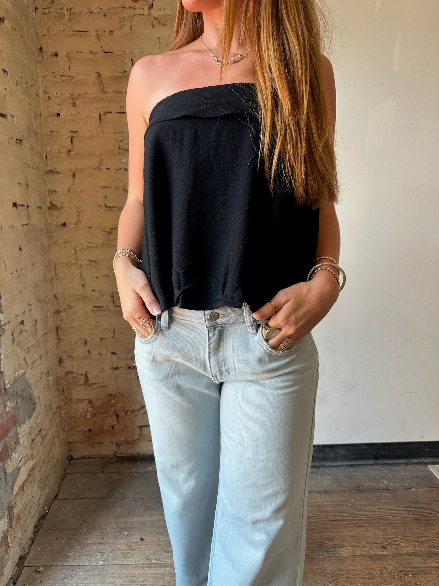 Dylan Linen Top - Black