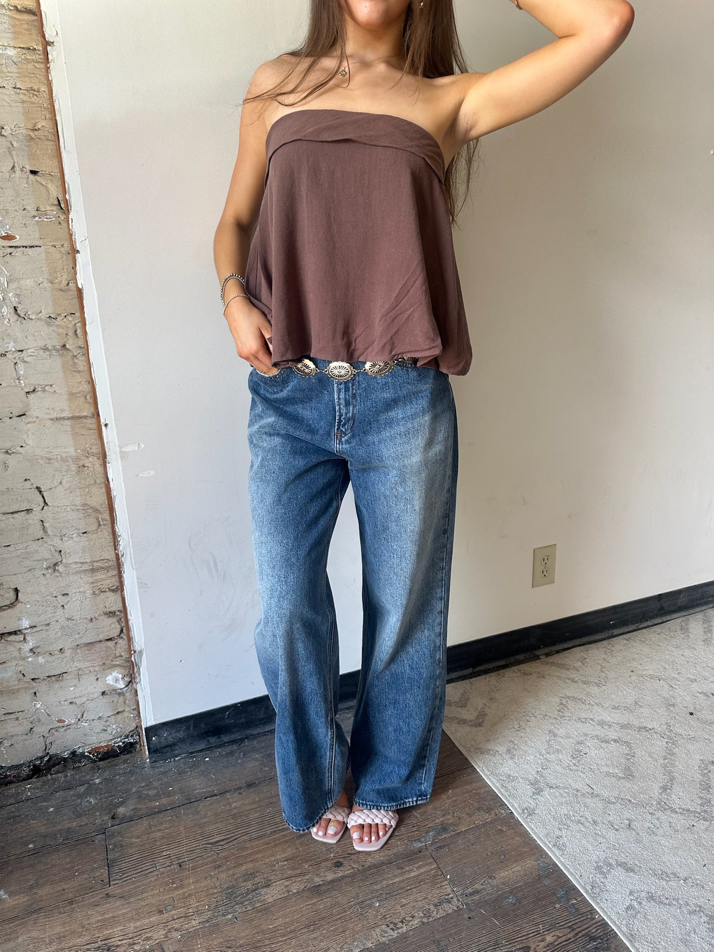 Dylan Linen Top - Brown