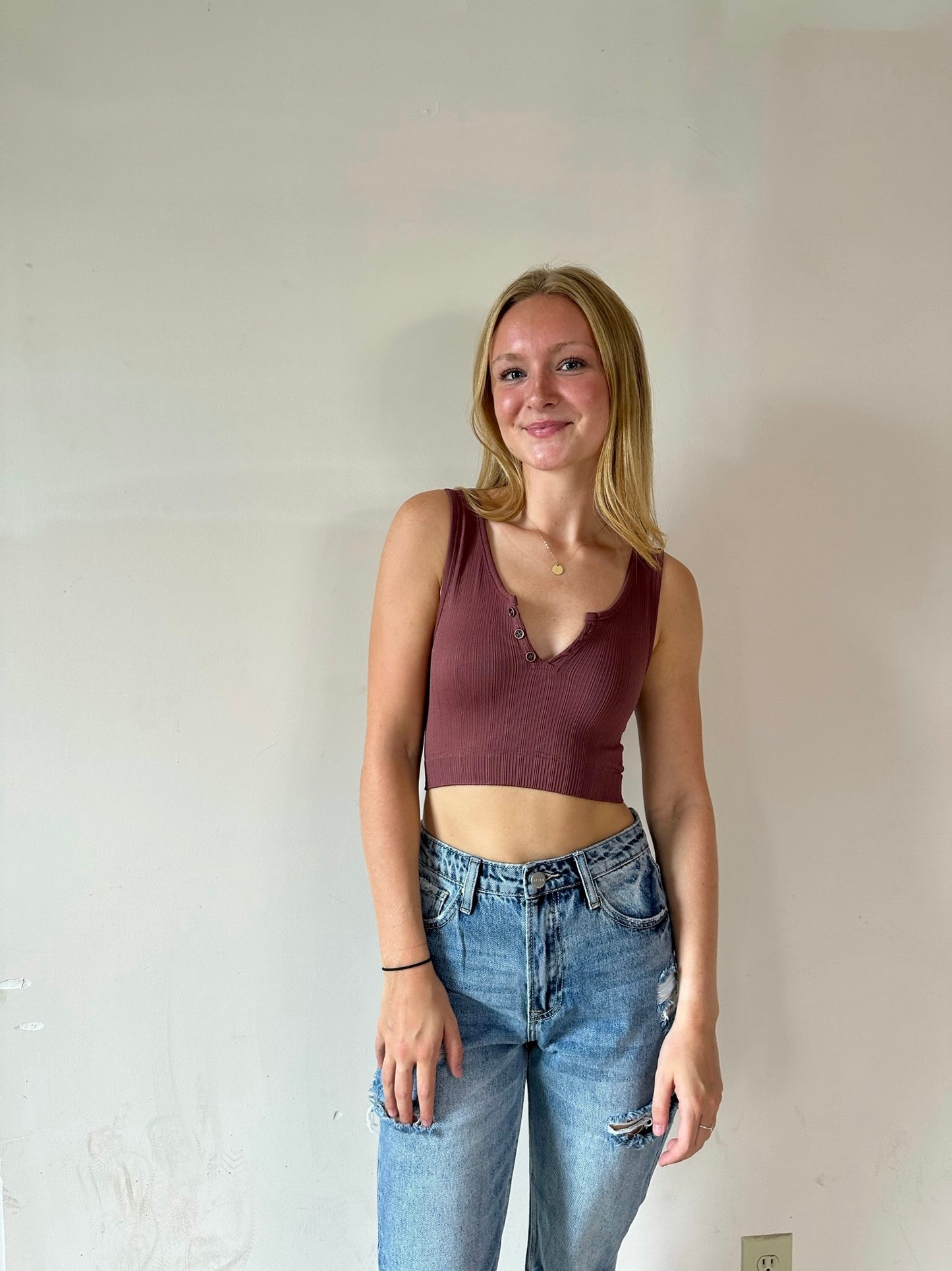 Pure Bliss Ribbed Top - Mauve