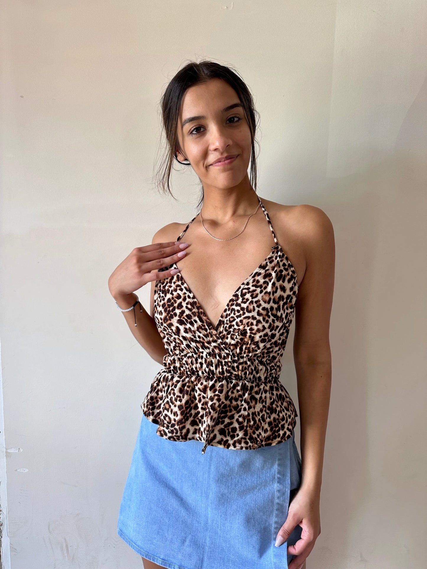 Miley Halter Animal Print Halter Top