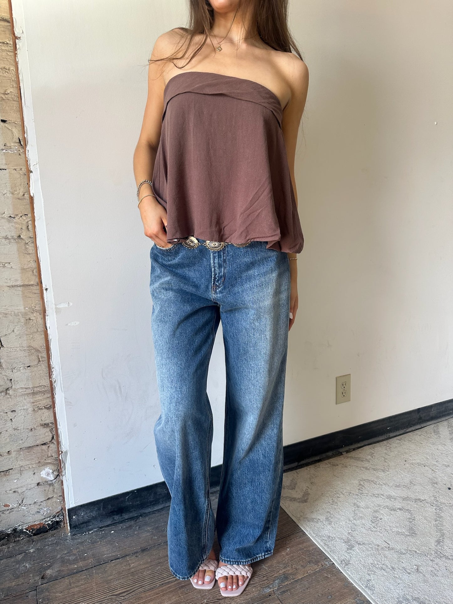 Dylan Linen Top - Brown