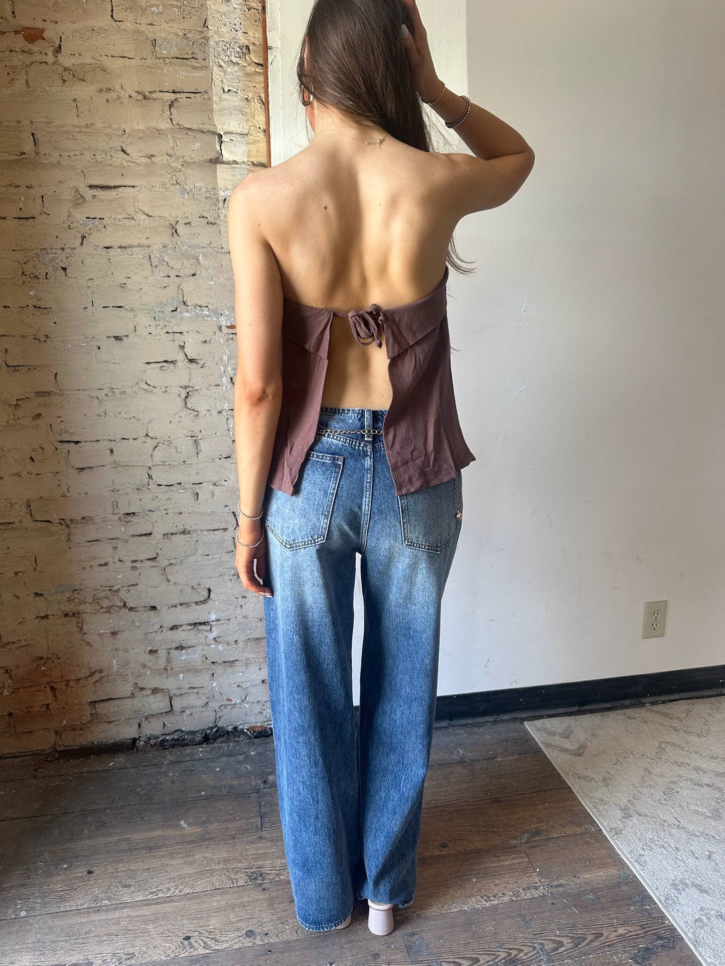 Dylan Linen Top - Brown
