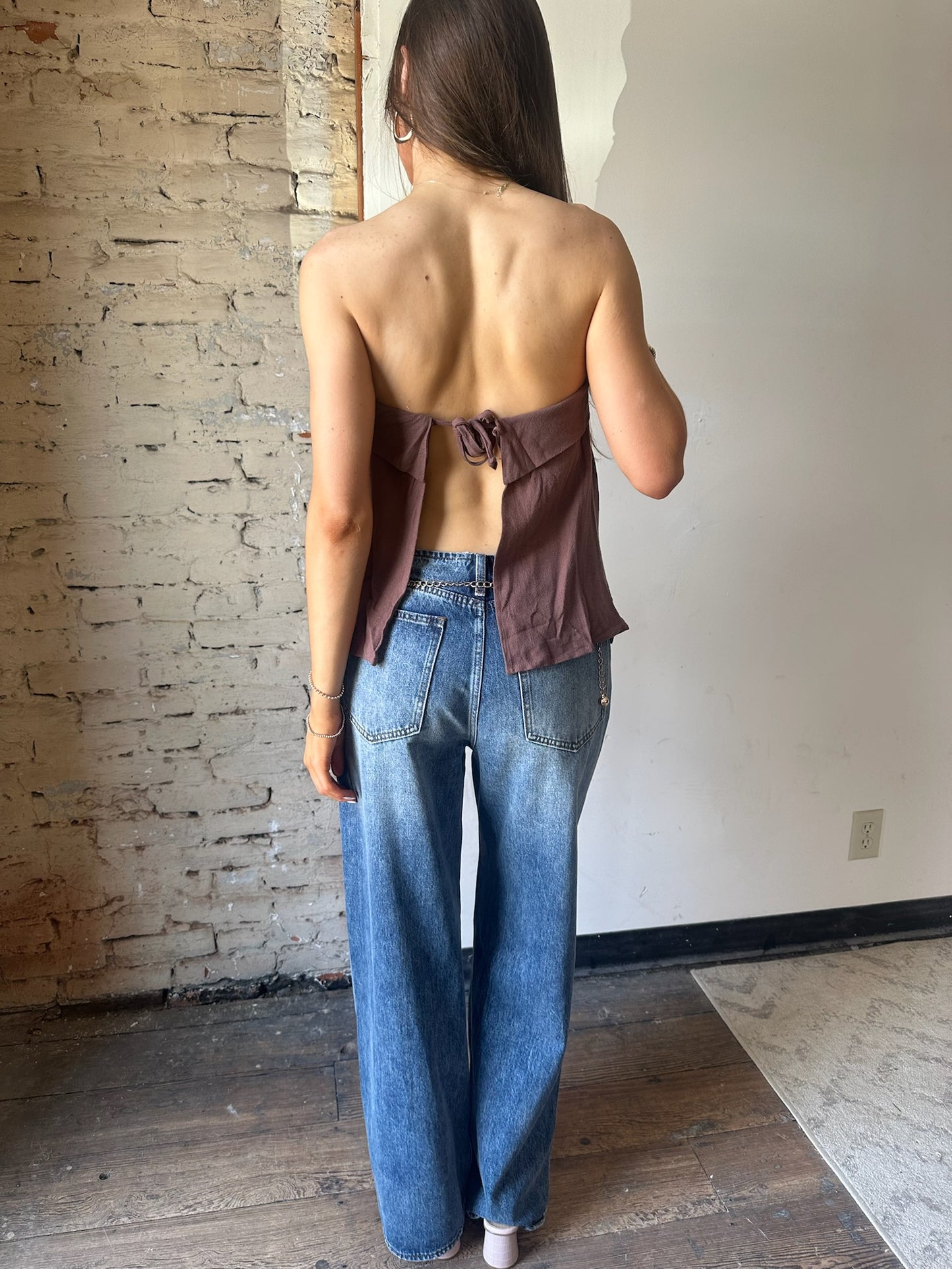 Dylan Linen Top - Brown