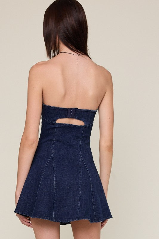 Paulie Strapless Denim Dress - Mid Wash