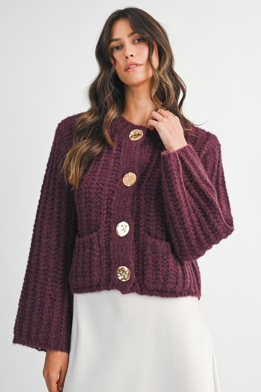 Kacey Cardigan - Eggplant