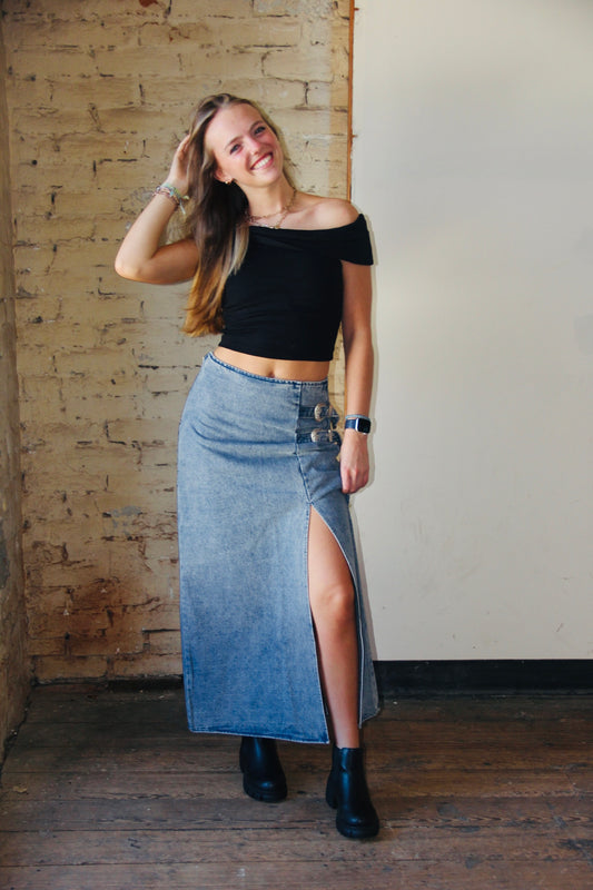 Dagger Denim Skirt