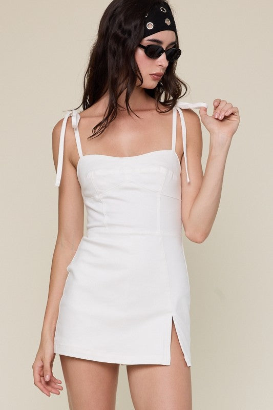 Leila Denim Dress- White