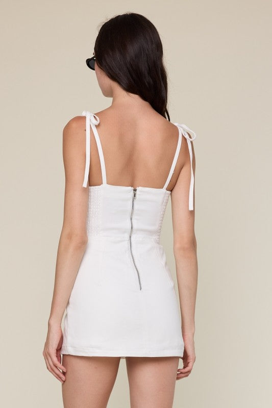 Leila Denim Dress- White