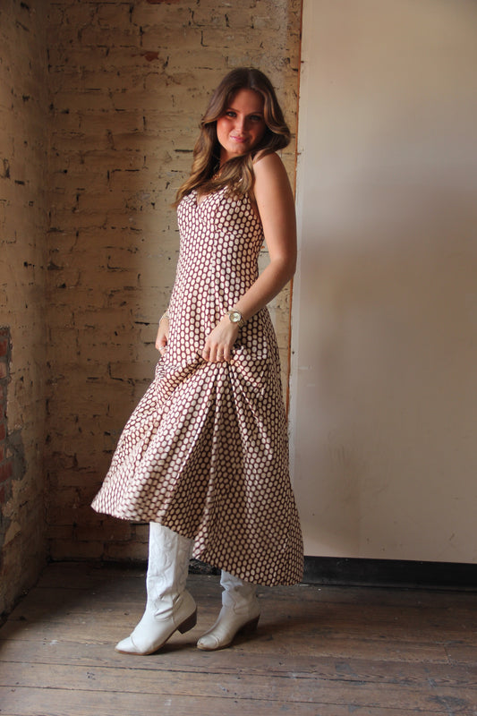 Harlowe Open Back Maxi Polka Dot Dress