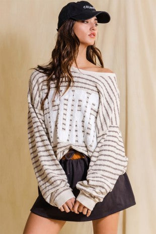 Georgia Textured Striped Sweatshirt