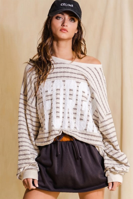 Georgia Textured Striped Sweatshirt