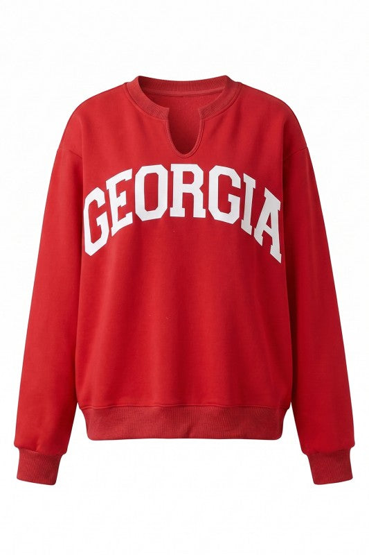 Georgia Split Reversible Sweatshirt- Red