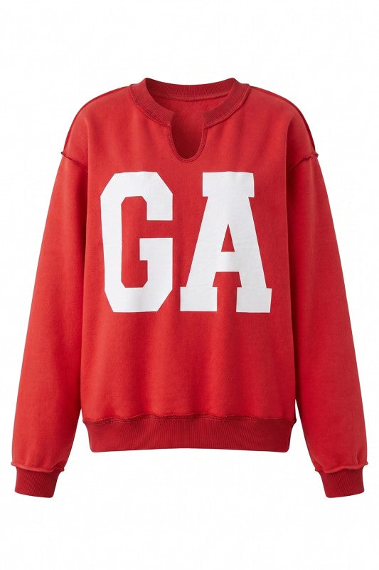 Georgia Split Reversible Sweatshirt- Red
